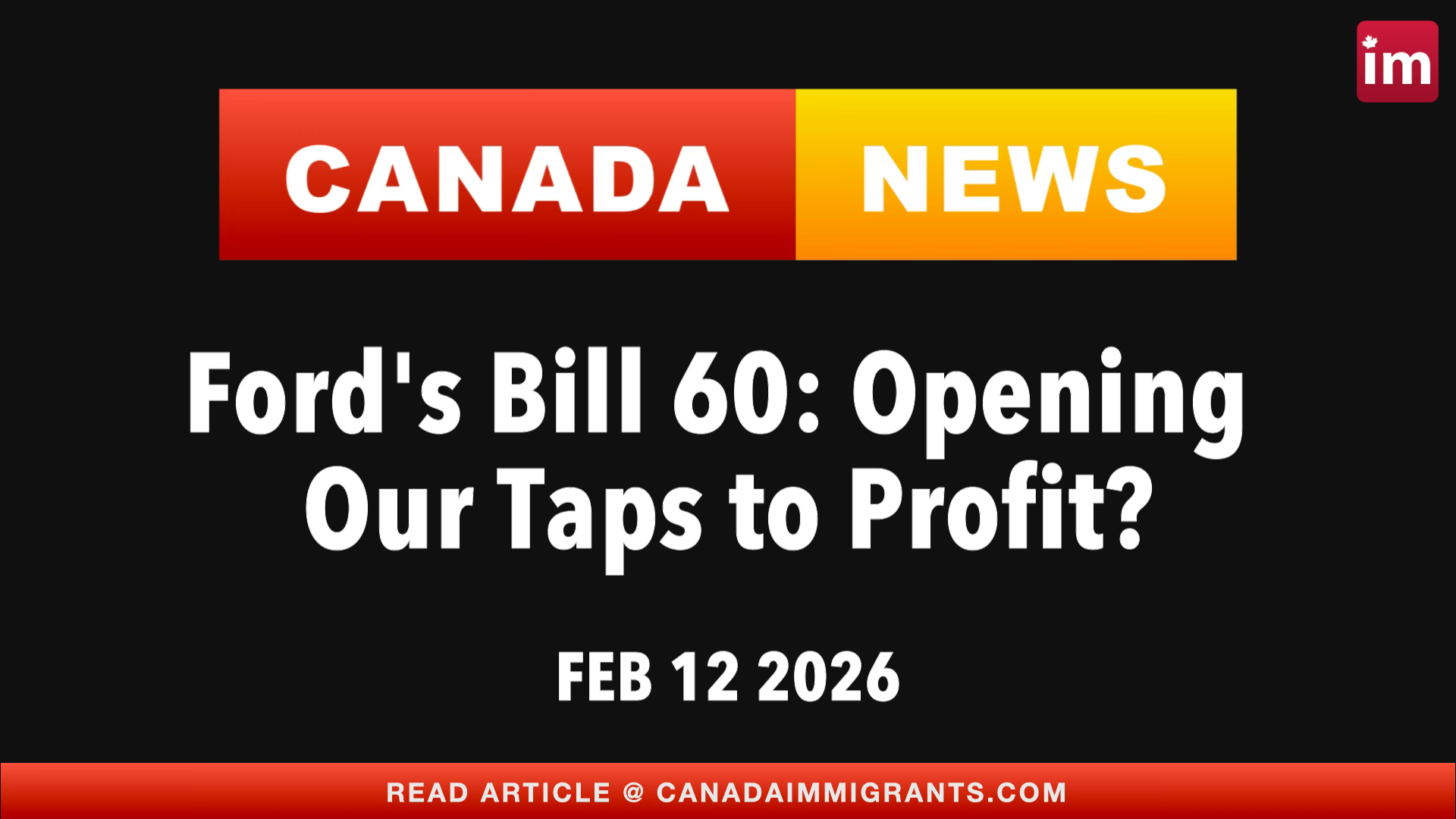 Canada News Bill 60 water for profit
