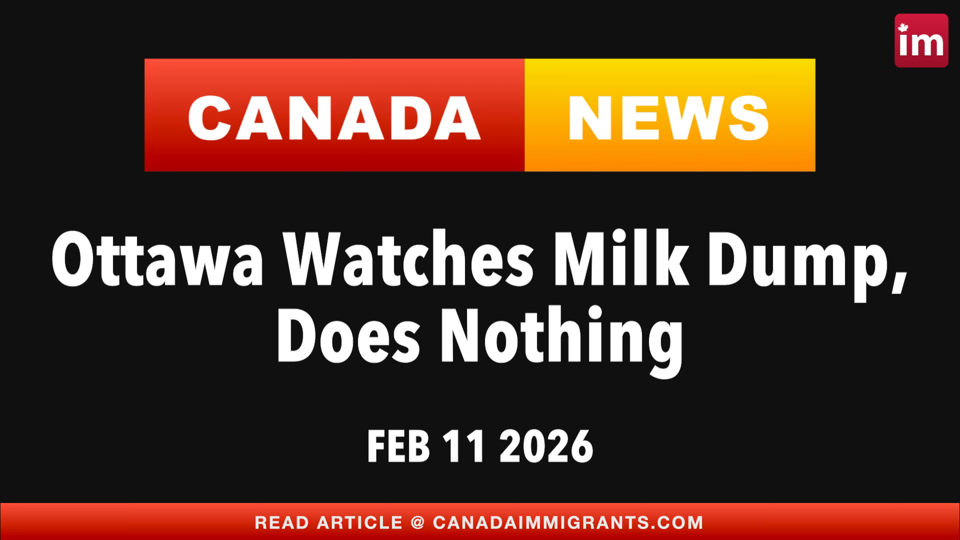 Canada News Ontario Dumps Milk
